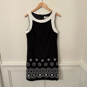 Jessica Howard Chic Black and White Embroidered Midi Dress